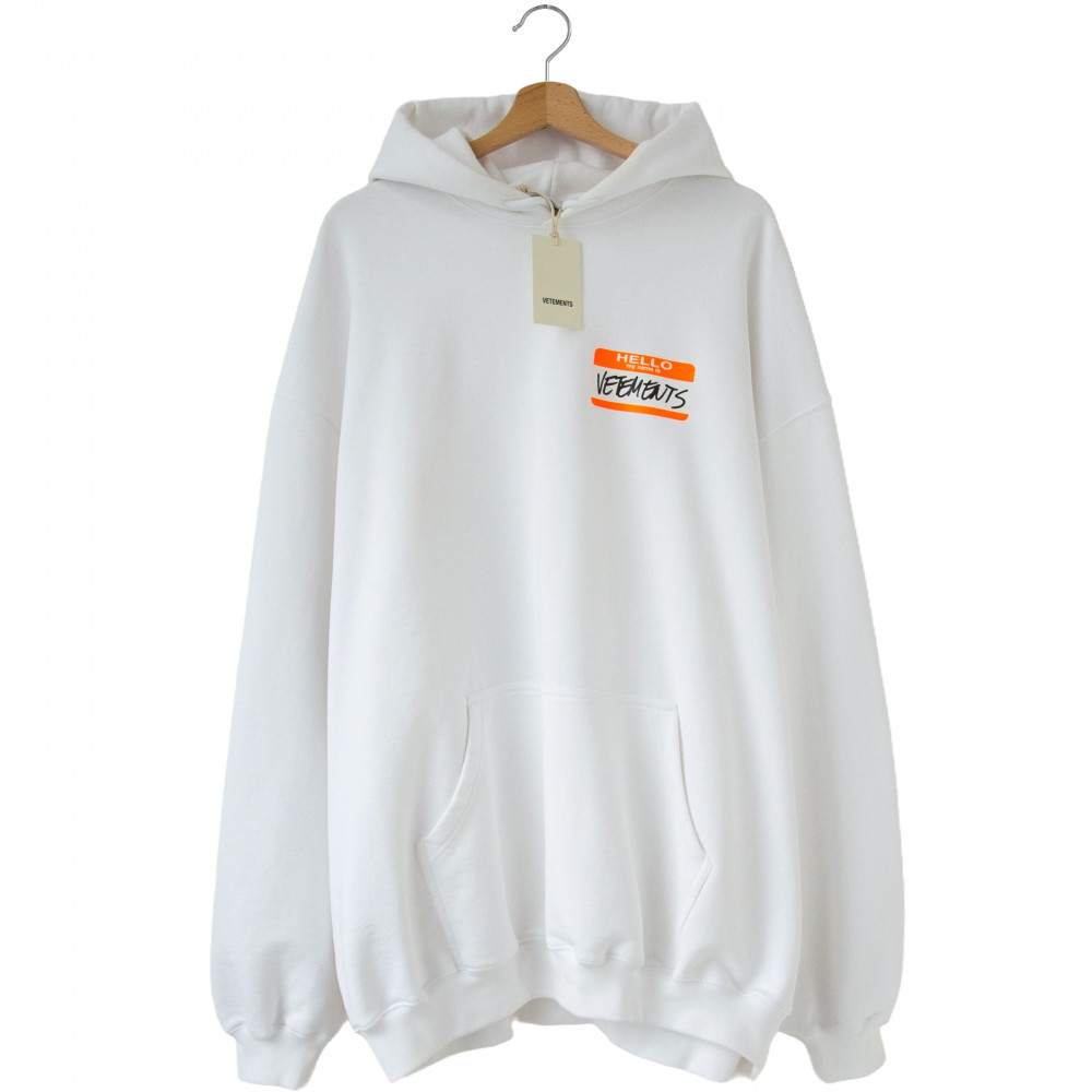 Vetements Hello My Name Is Hoodie (White)